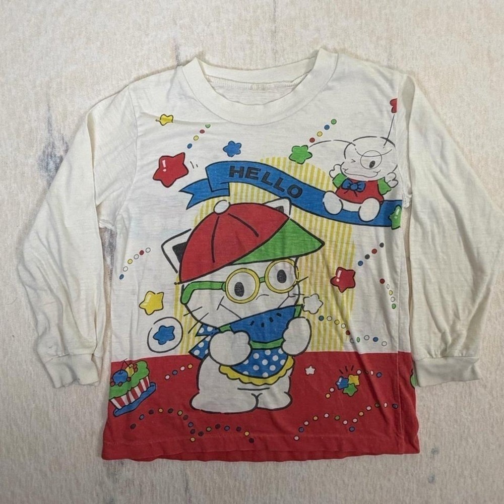 Vintage Sanrio Hello Kitty Youth Shirt Long Sleeve 80's? Cartoon 5T